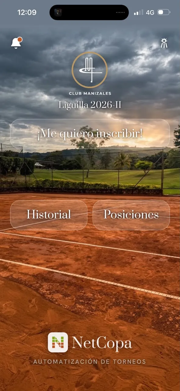 Portada del torneo con el botón para inscribirse