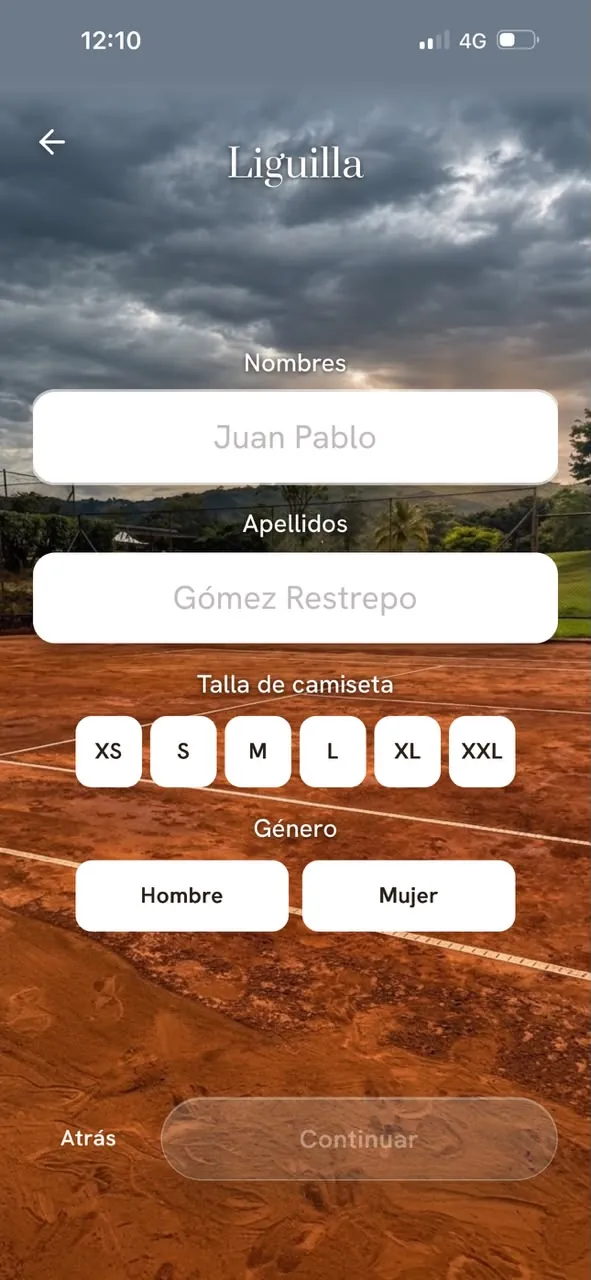 Nombre, apellidos y talla